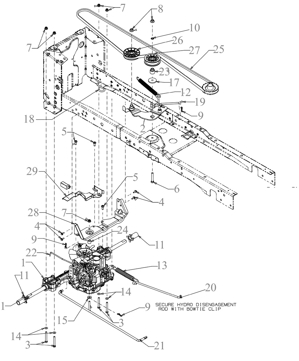 Drive Diagram and Parts List for XT1-LT46KH (13APA9TTA10)(2023) Cub Cadet Lawn Tractor